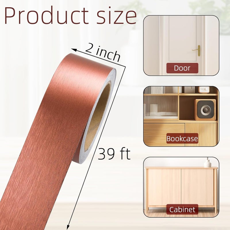 Ruaniao Self-Adhesive Mirror Frame Sticker, 2 Inch X 39 Ft Metal Mirror Trim Peel and Stick Border Tape, Waterproof Wall Border Decorative Tape for Home Kitchen, Bathroom, Fireplace (Reddish Brown) - Image 2